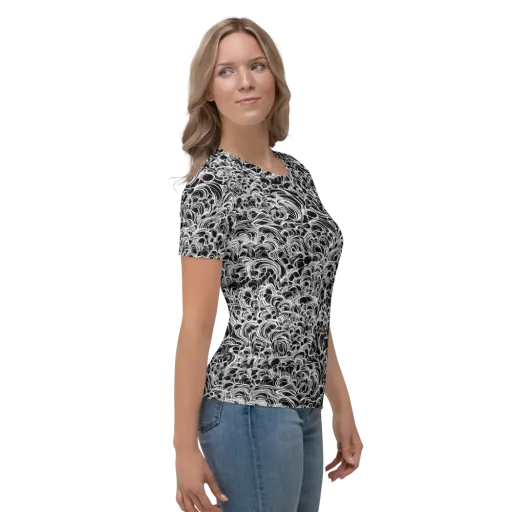 Monochrome Tangle on a Women's Crew Neck T-Shirt