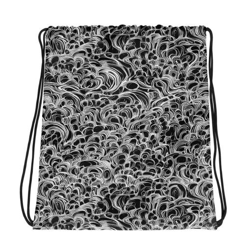 Monochrome Tangle on a Drawstring Bag