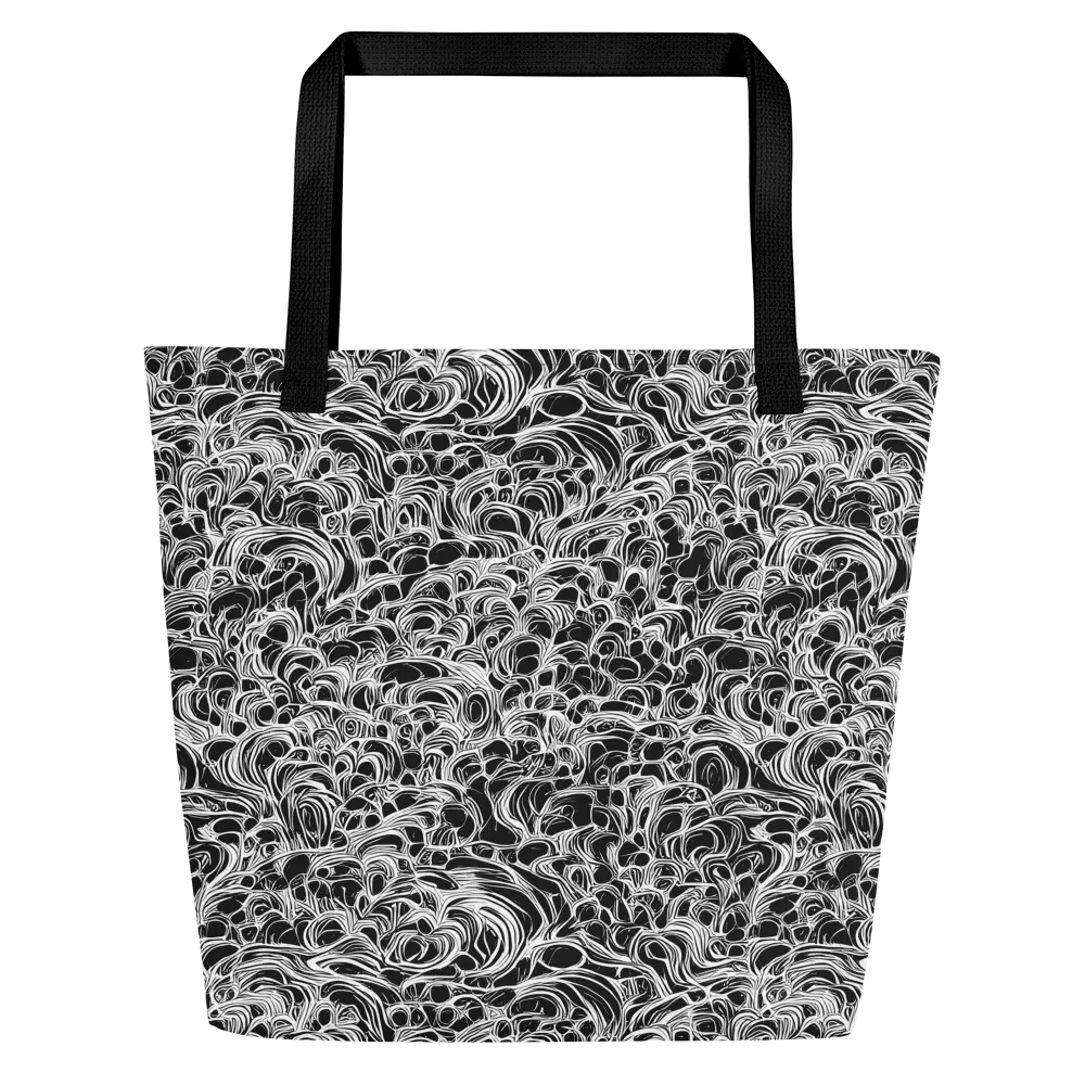 Monochrome Tangle on Large Tote Bag W/ Pocket — Front