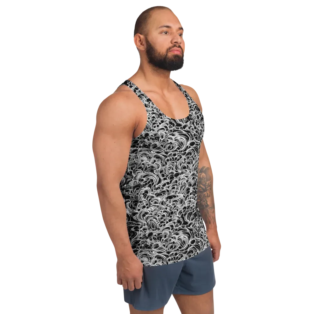 Monochrome Tangle on Men's Tank Top — Right Front