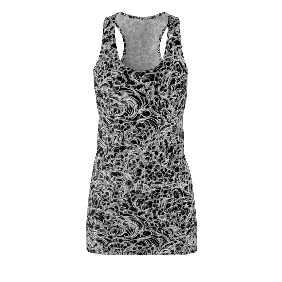Monochrome Tangle on Racerback Dress — Front