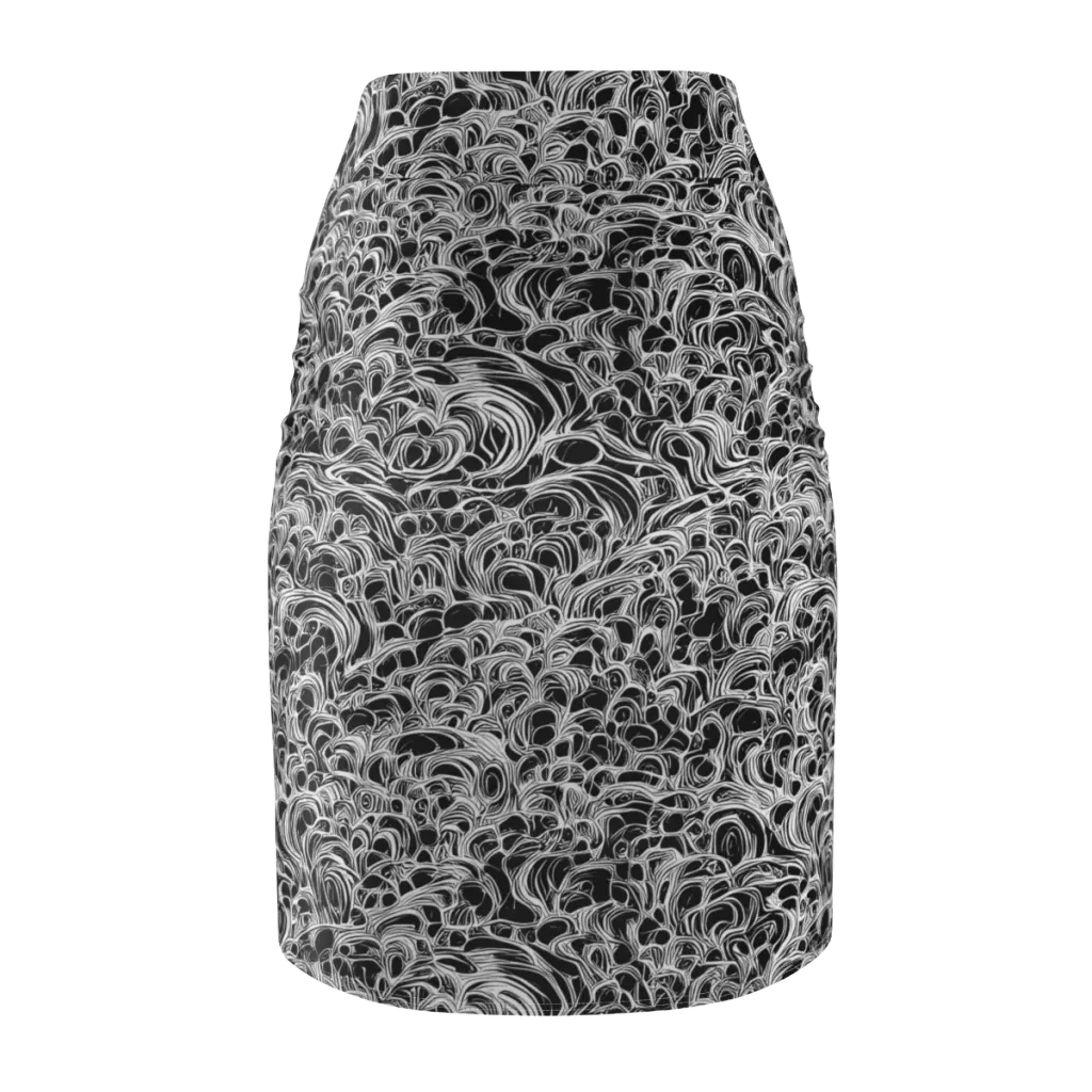 Monochrome Tangle on Pencil Skirt — Back