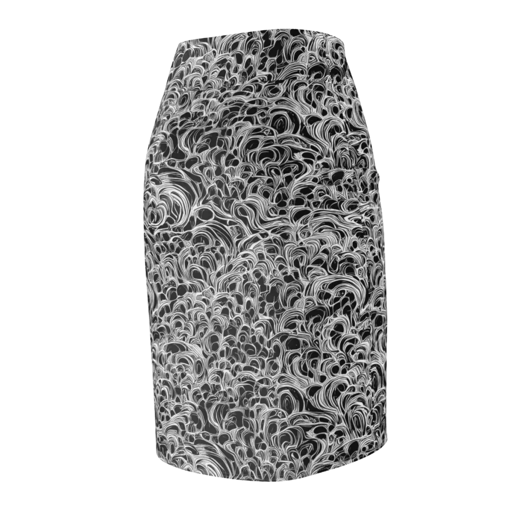 Monochrome Tangle on Pencil Skirt — Back Side
