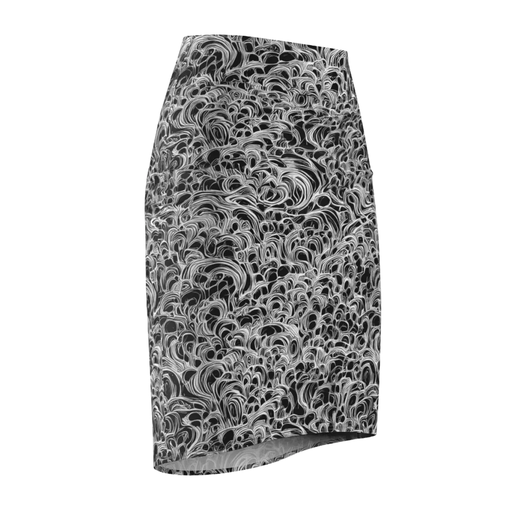 Monochrome Tangle on Pencil Skirt — Front Side