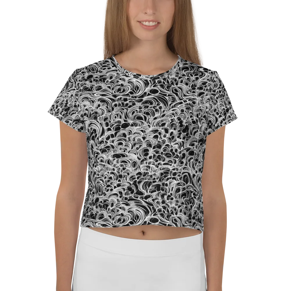 Monochrome Tangle on Crop Tee — Front