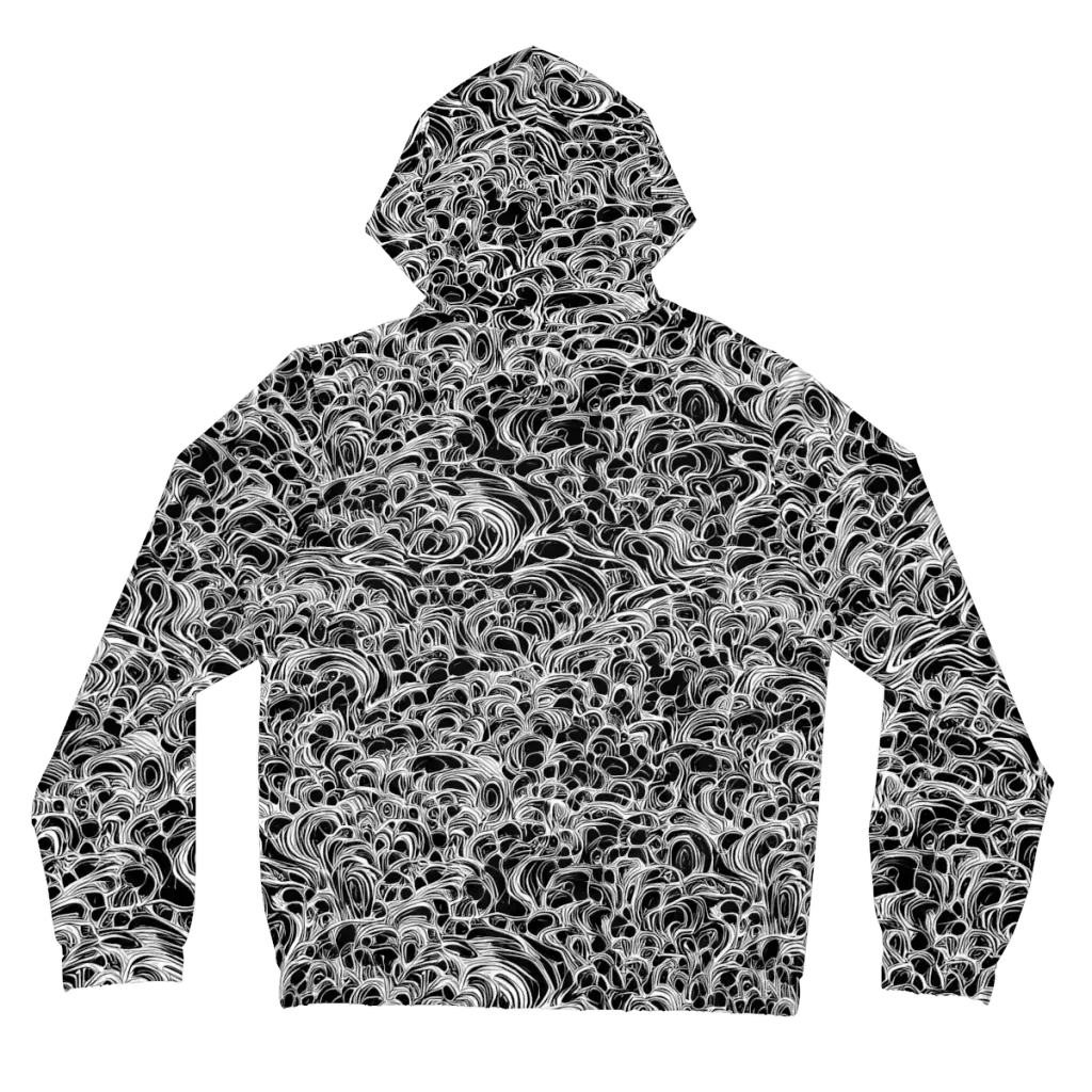 Monochrome Tangle on Women's Full-Zip Hoodie — Back