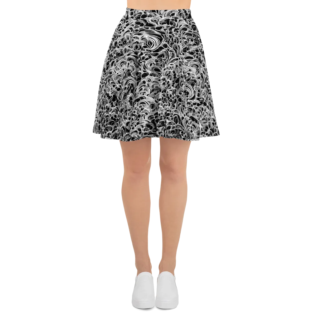 Monochrome Tangle on Skater Skirt — Front