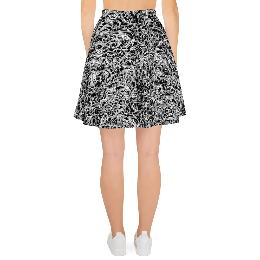 Monochrome Tangle on Skater Skirt — Back