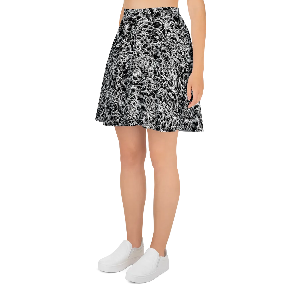 Monochrome Tangle on Skater Skirt — Left