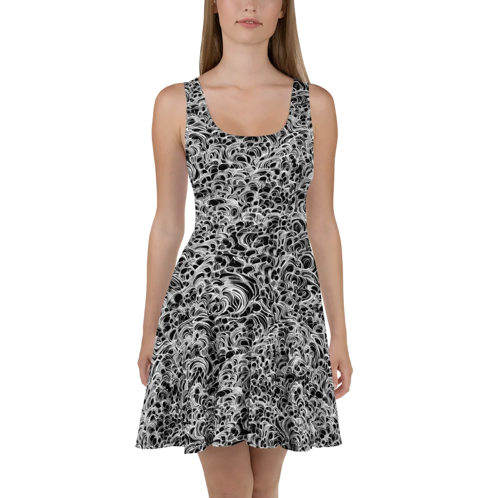 Monochrome Tangle on Skater Dress — Front