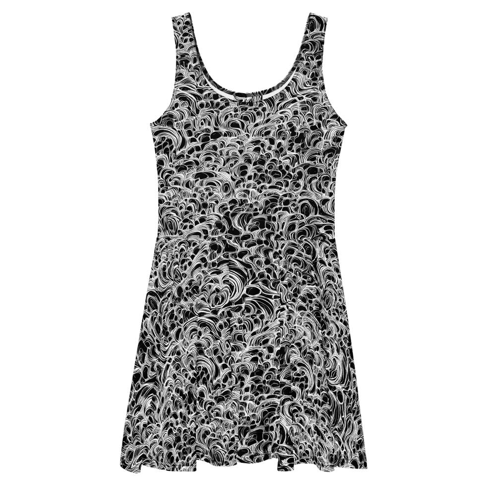 Monochrome Tangle on Skater Dress — Front
