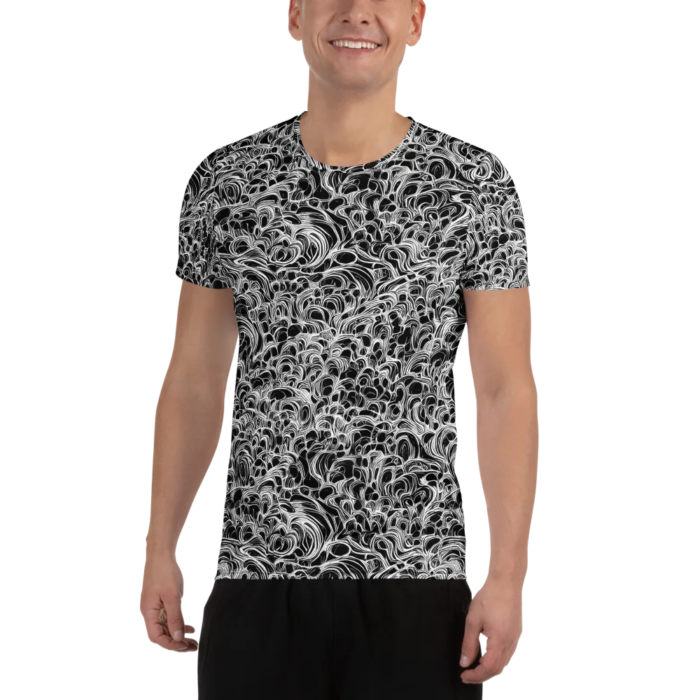 Monochrome Tangle on Men's Athletic T-Shirt — Front