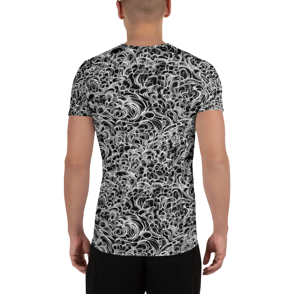 Monochrome Tangle on Men's Athletic T-Shirt — Back