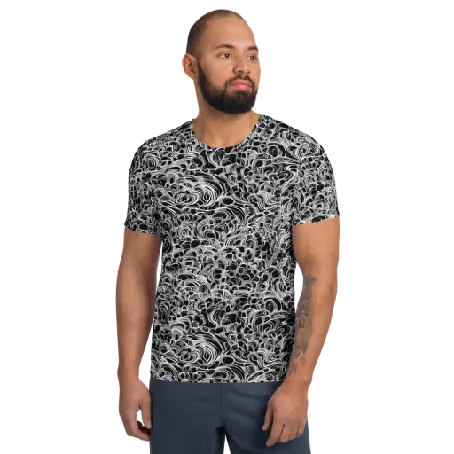 Monochrome Tangle on a Men's Athletic T-Shirt
