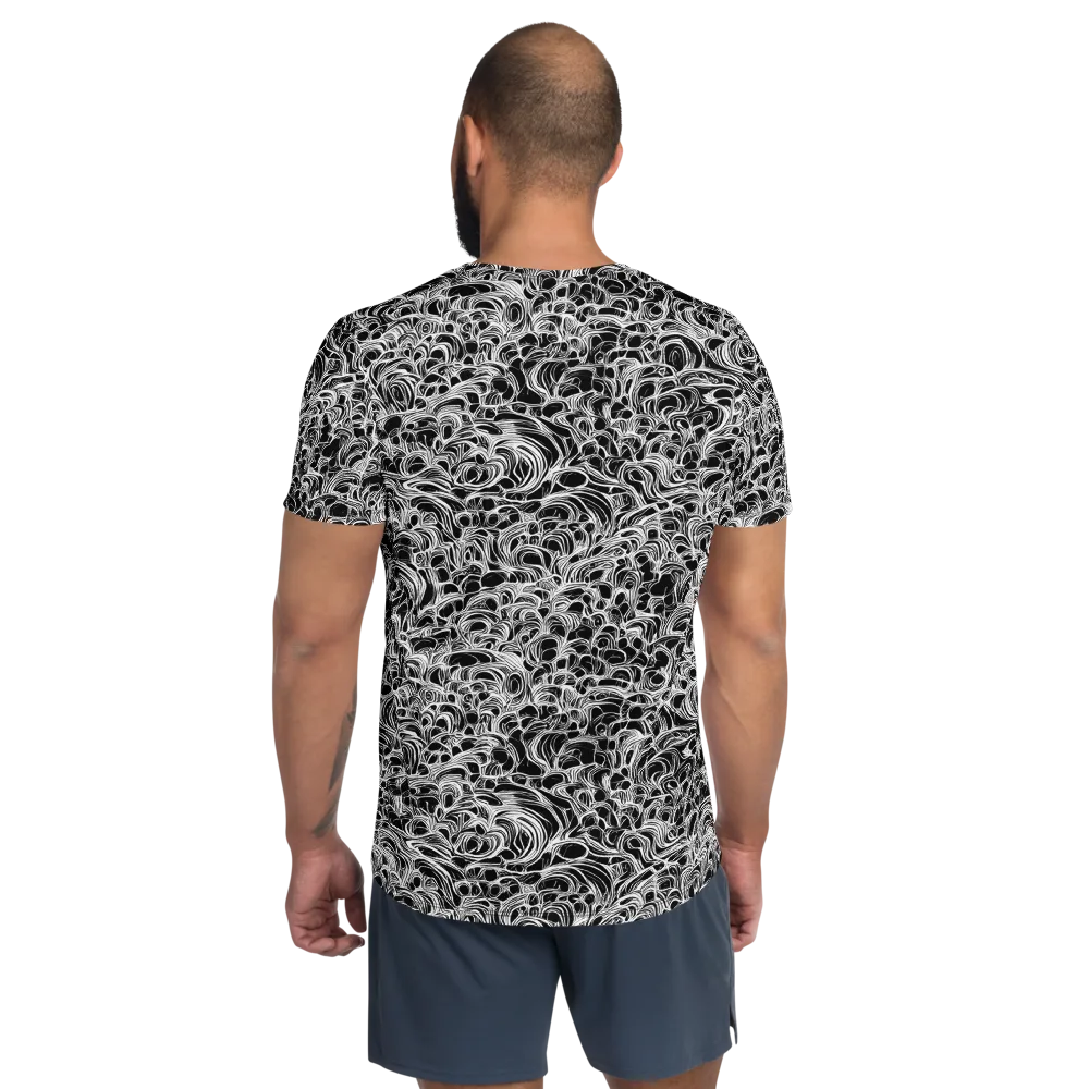 Monochrome Tangle on Men's Athletic T-Shirt — Back