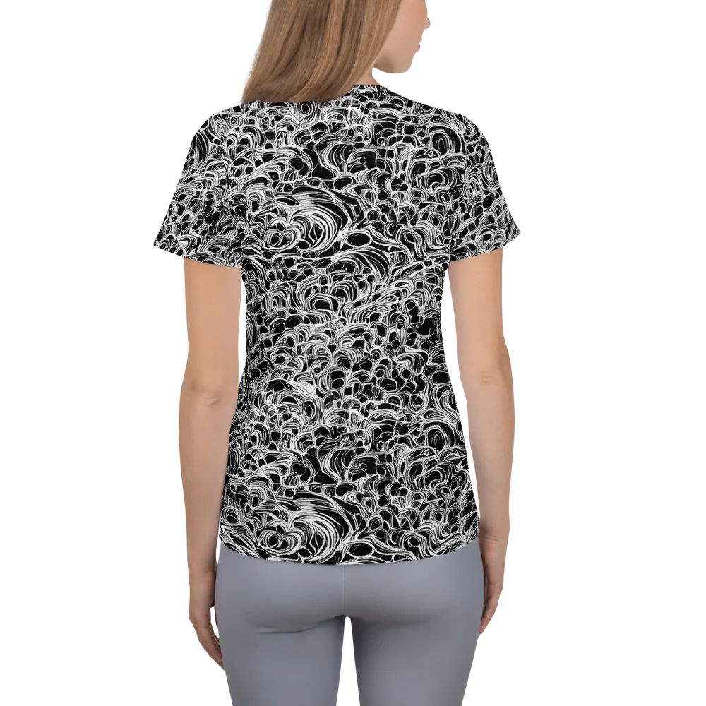 Monochrome Tangle on Women's Athletic T-Shirt — Back