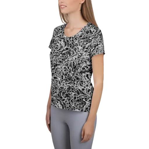 Monochrome Tangle on a Women's Athletic T-Shirt