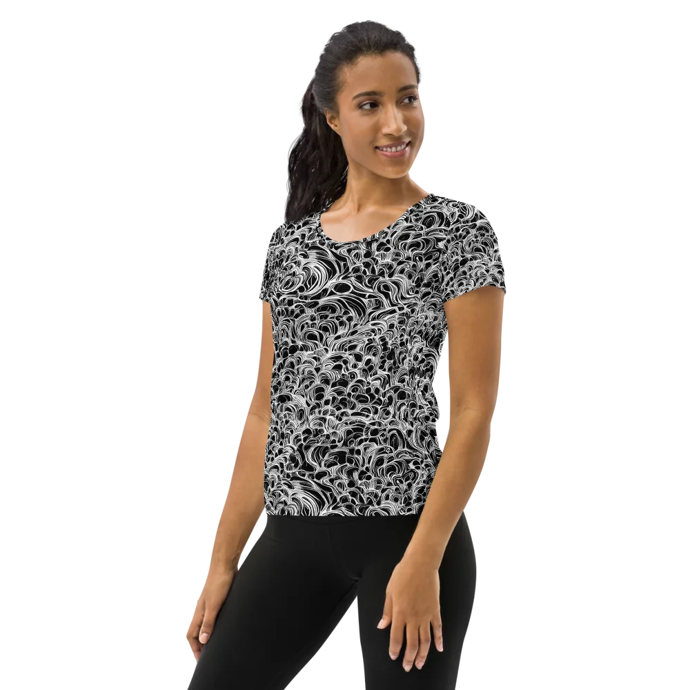 Monochrome Tangle on Women's Athletic T-Shirt — Left