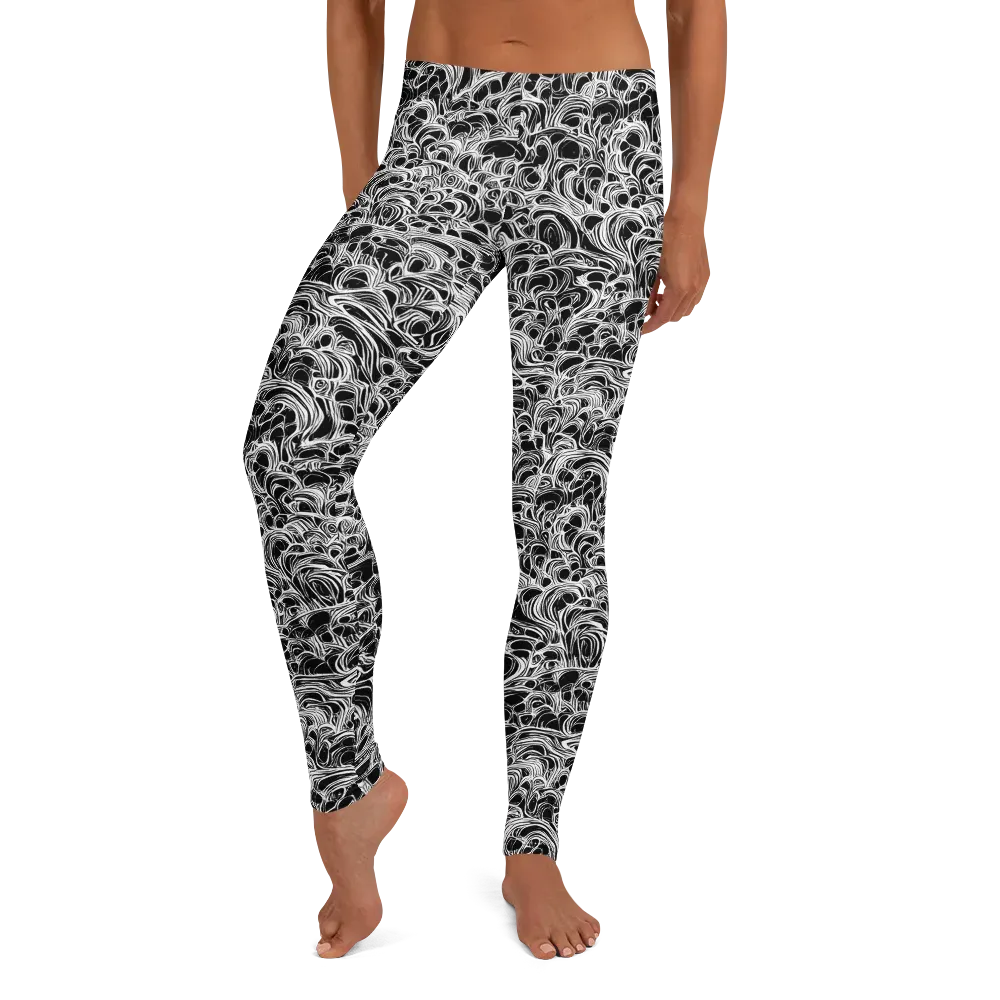 Monochrome Tangle on Leggings — Front