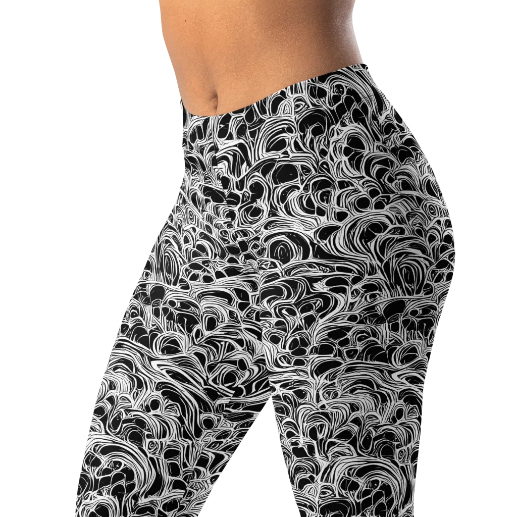Monochrome Tangle on Leggings — Left Front