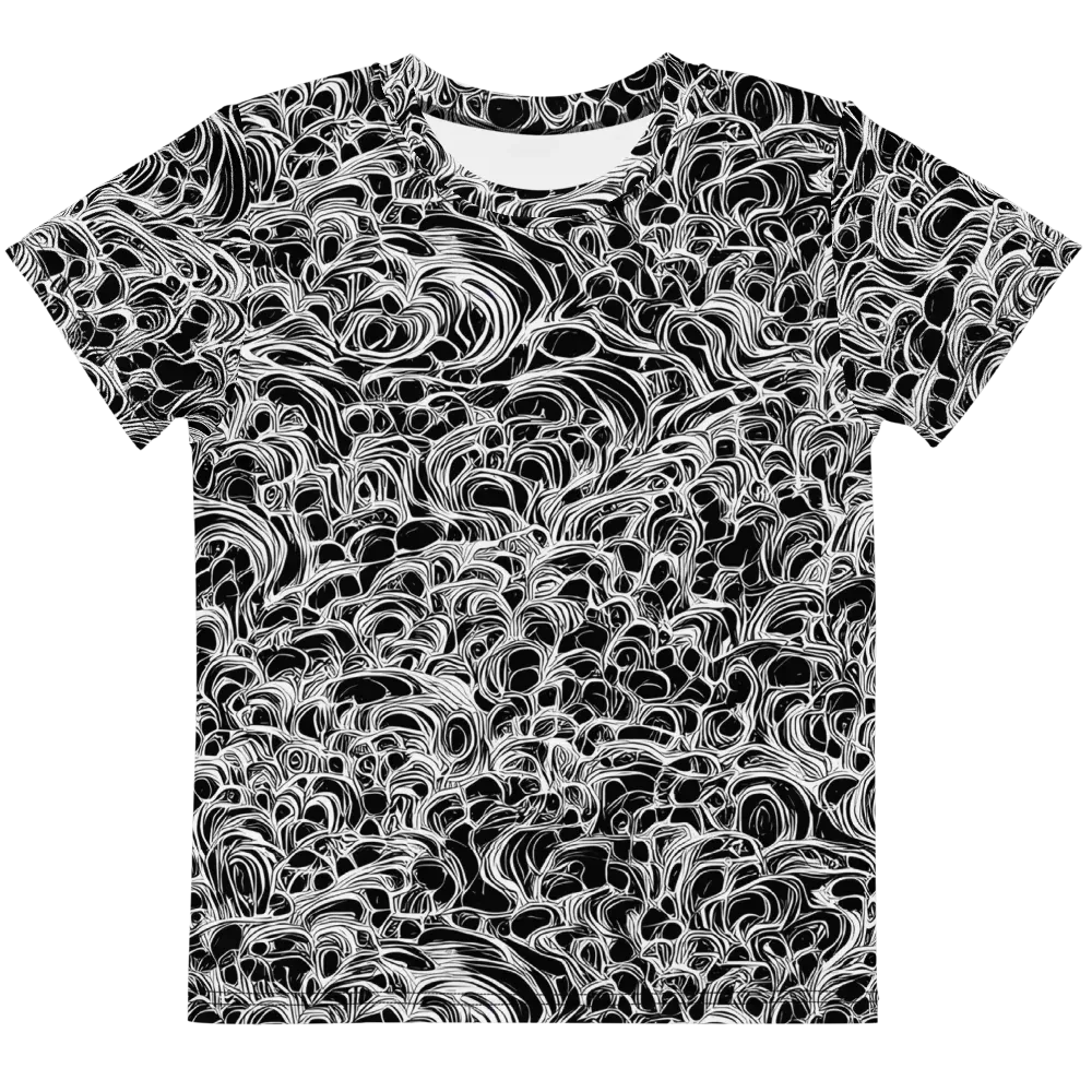 Monochrome Tangle on Kids Crew Neck T-Shirt — Front