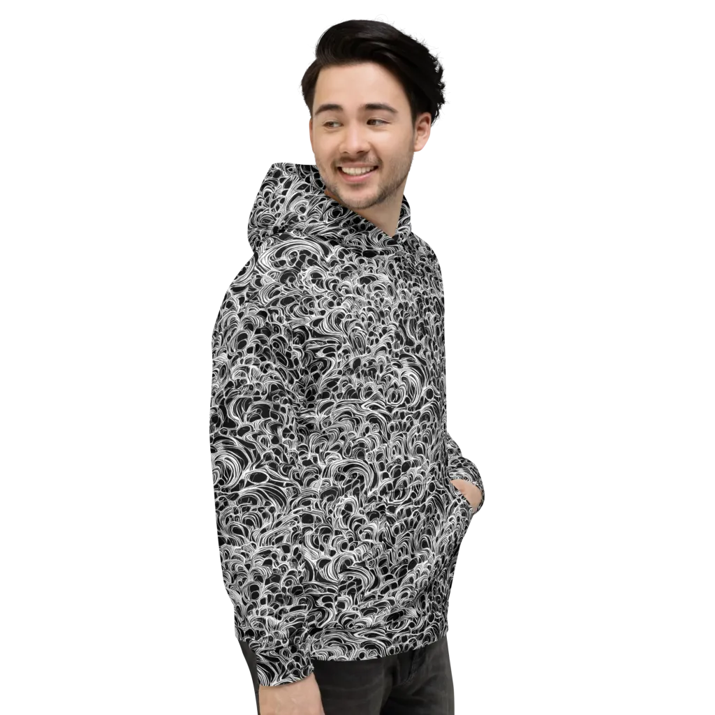 Monochrome Tangle on Hoodie — Right