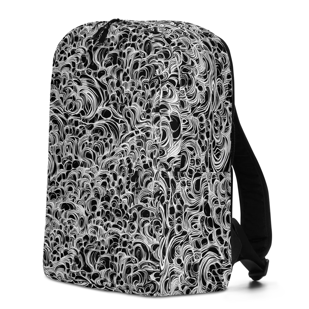 Monochrome Tangle on Minimalist Backpack — Left