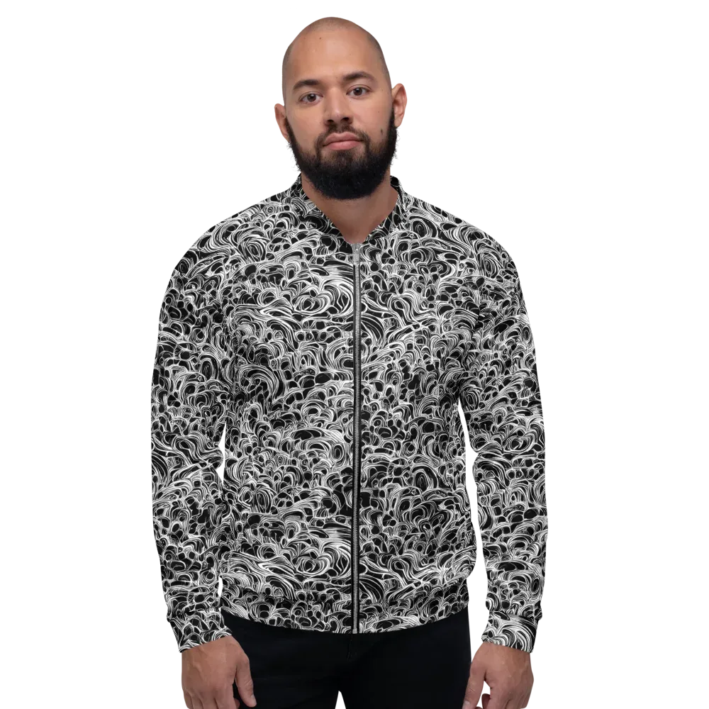 Monochrome Tangle on Bomber Jacket — Front