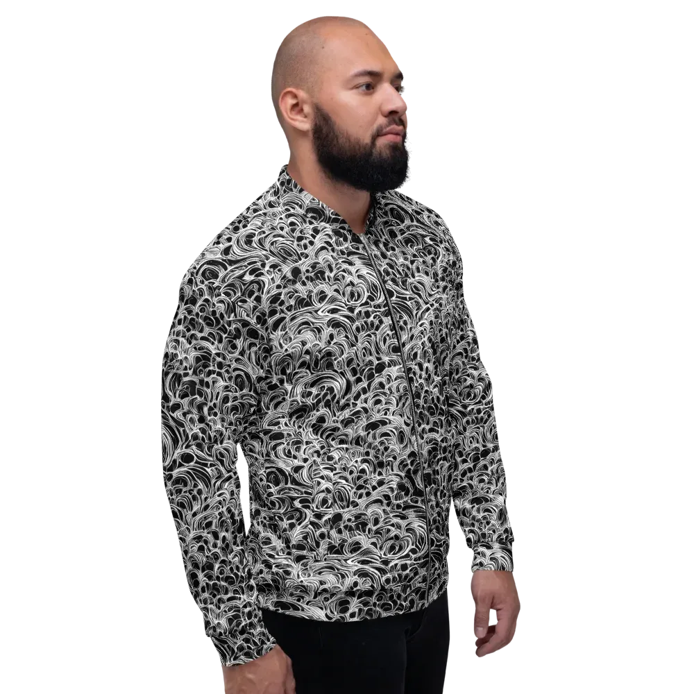 Monochrome Tangle on Bomber Jacket — Right