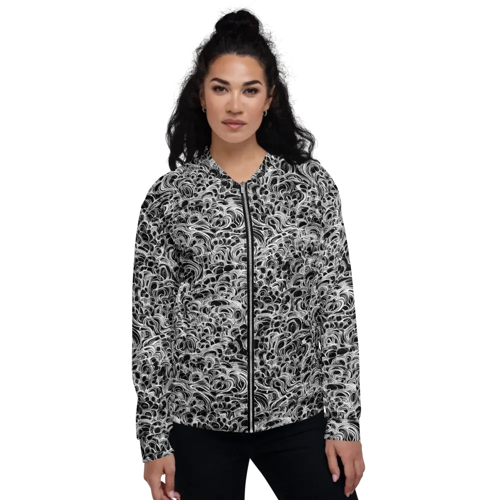 Monochrome Tangle on Bomber Jacket — Front