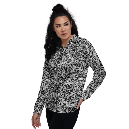 Monochrome Tangle on a Bomber Jacket