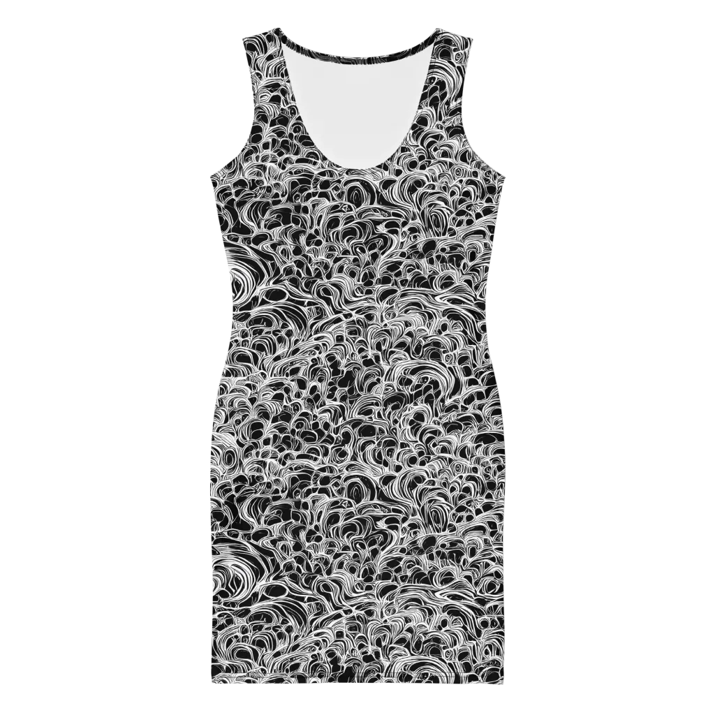 Monochrome Tangle on Bodycon Dress — Front