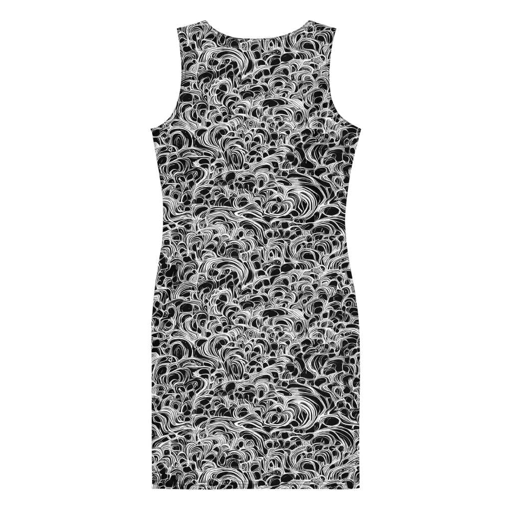 Monochrome Tangle on Bodycon Dress — Back