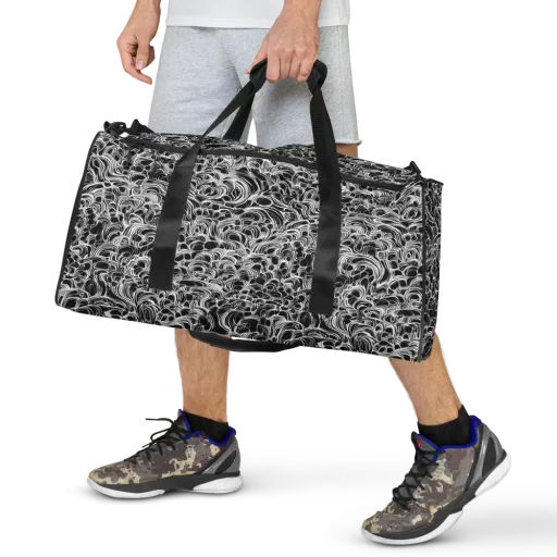 Monochrome Tangle on a Duffle Bag