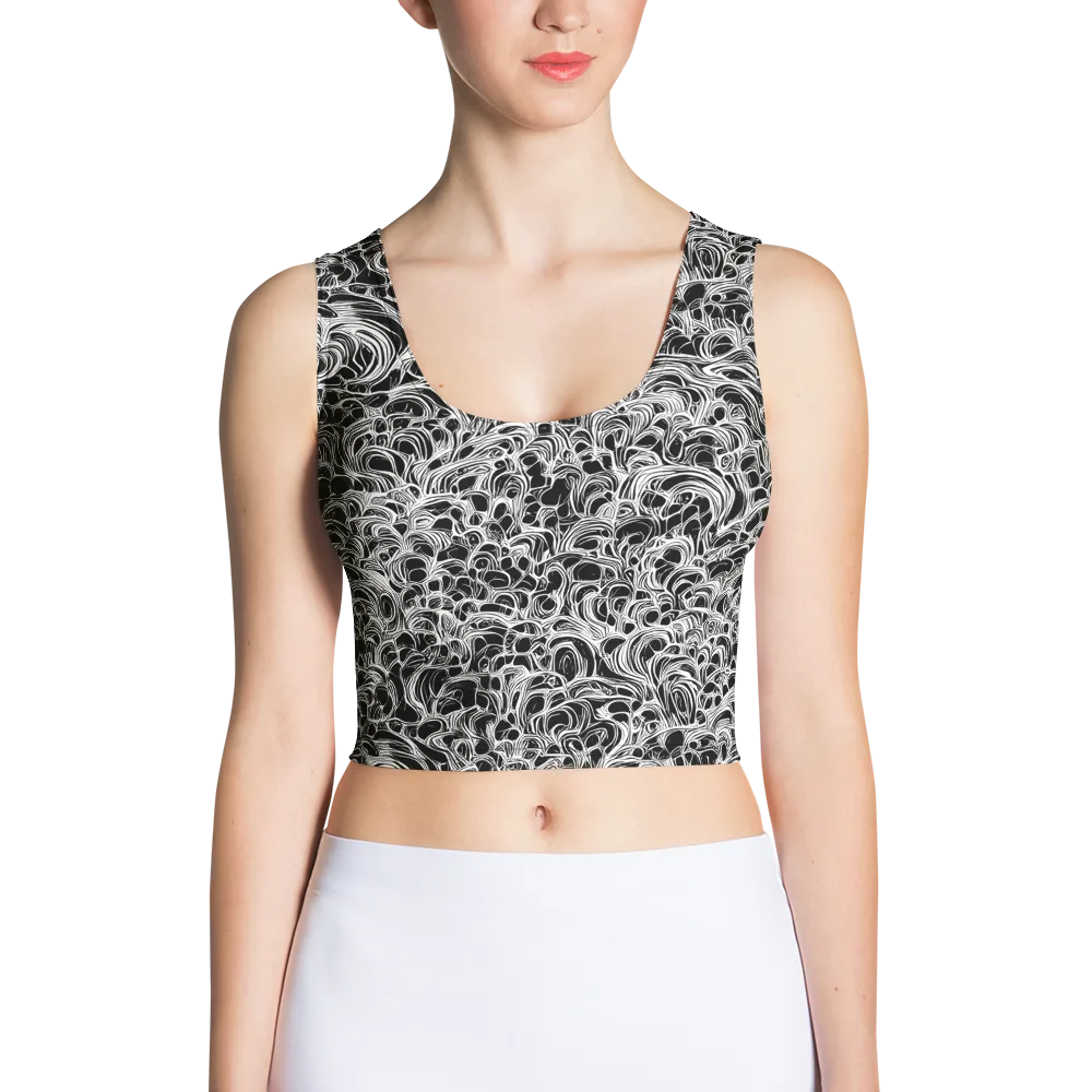 Monochrome Tangle on Crop Top — Front