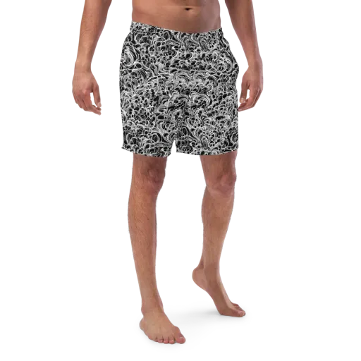 Monochrome Tangle on a Swim Trunks