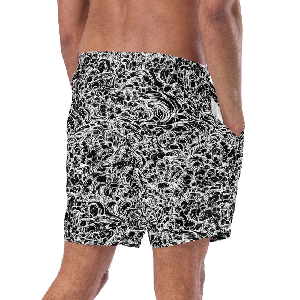 Monochrome Tangle on Swim Trunks — Right Back