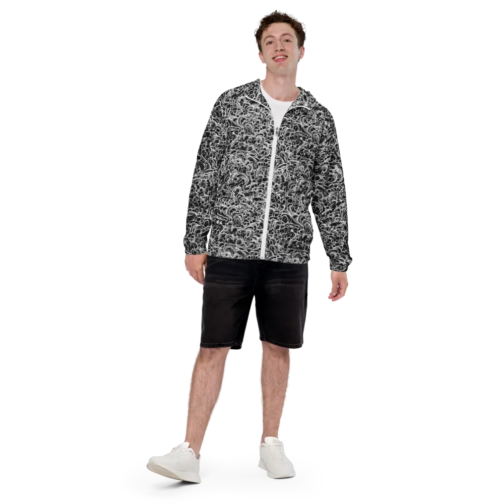 Monochrome Tangle on Men's Windbreaker — Front