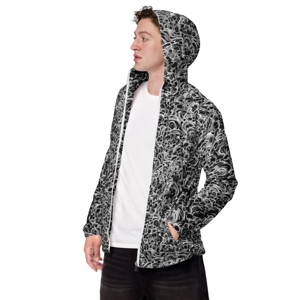 Monochrome Tangle on Men's Windbreaker — Left Front