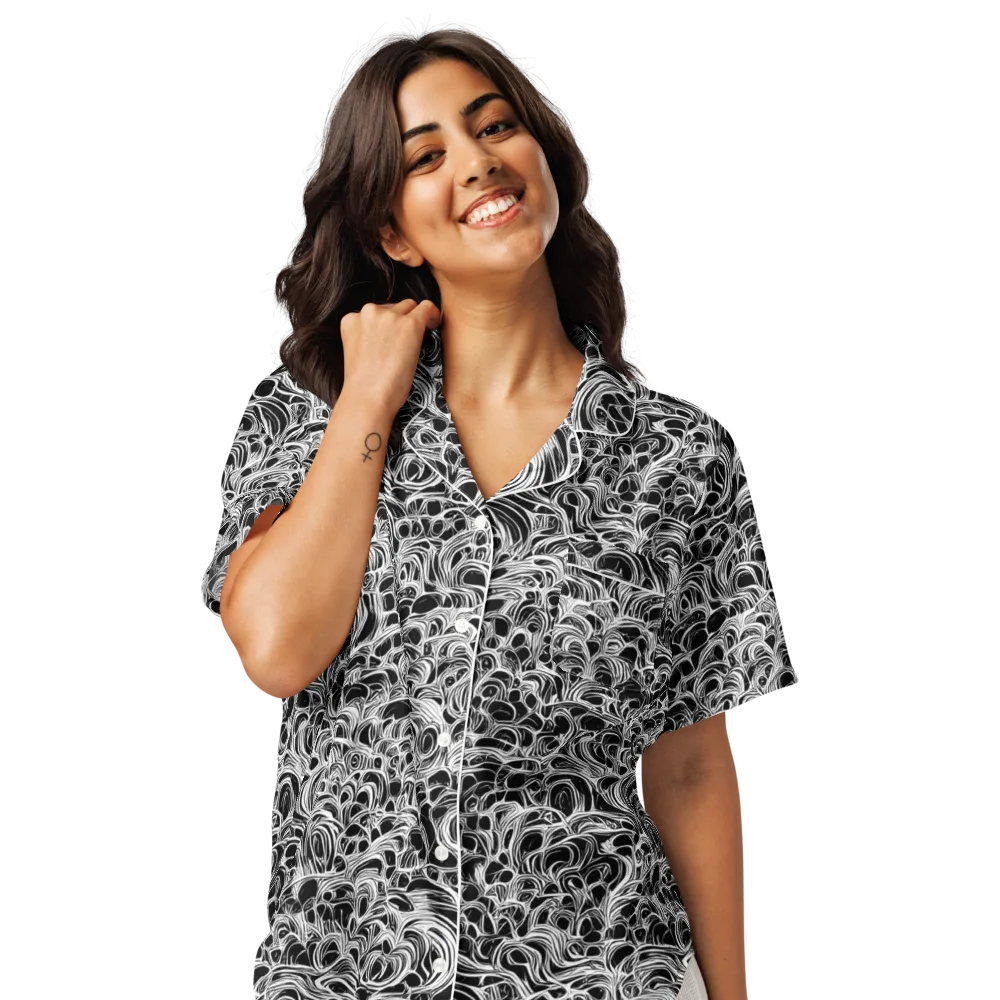 Monochrome Tangle on Women's Short Sleeve Pajama Top — Front