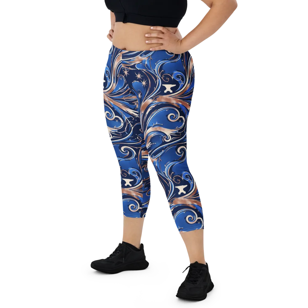 Royal Undertow on Capri Leggings — Front