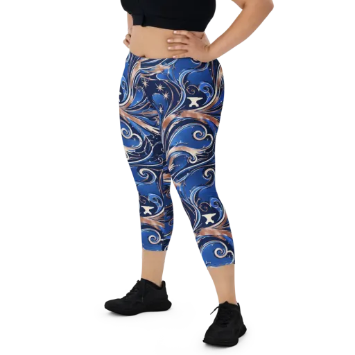 Royal Undertow on a Capri Leggings