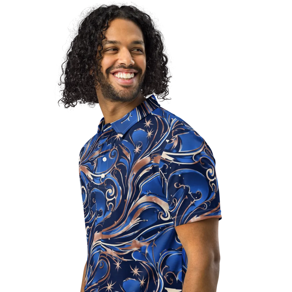 Royal Undertow on Men's Slim Fit Polo Shirt — Left Front