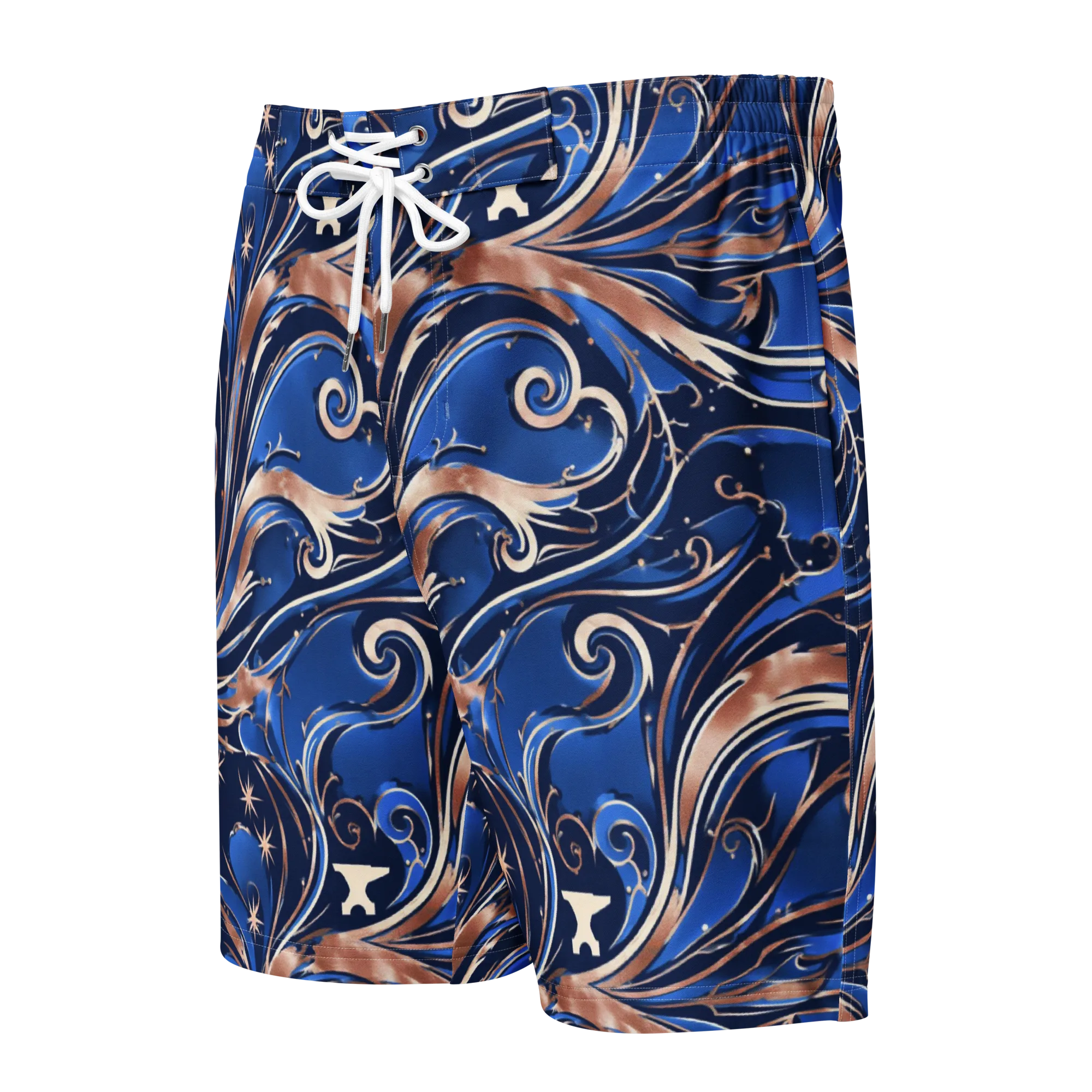 Royal Undertow on Men's Board Shorts — Front