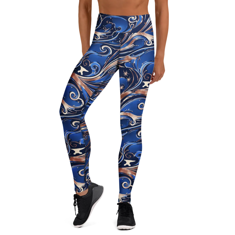Royal Undertow on Yoga Leggings — Front
