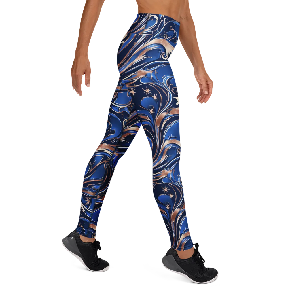 Royal Undertow on Yoga Leggings — Right