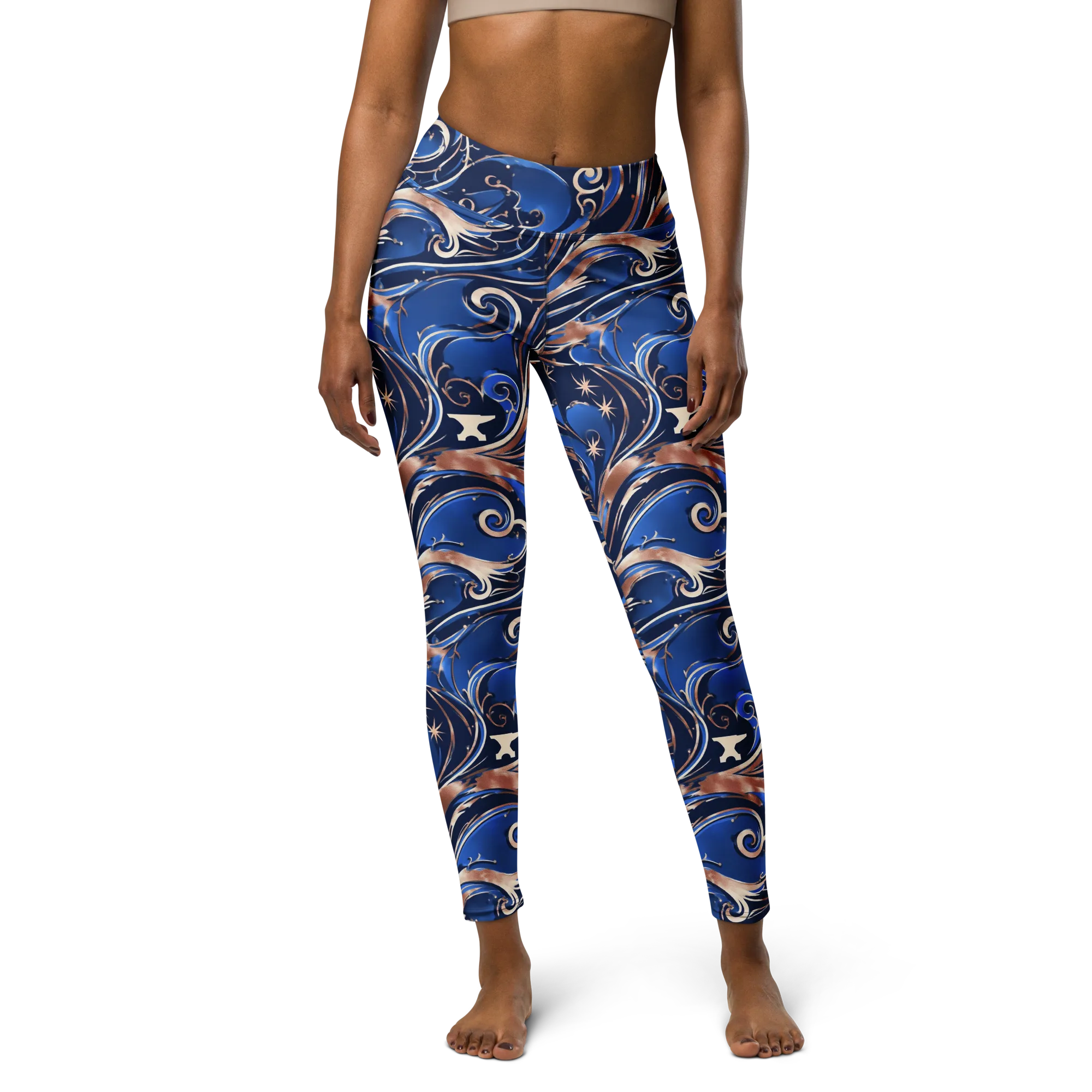 Royal Undertow on Yoga Leggings — Front