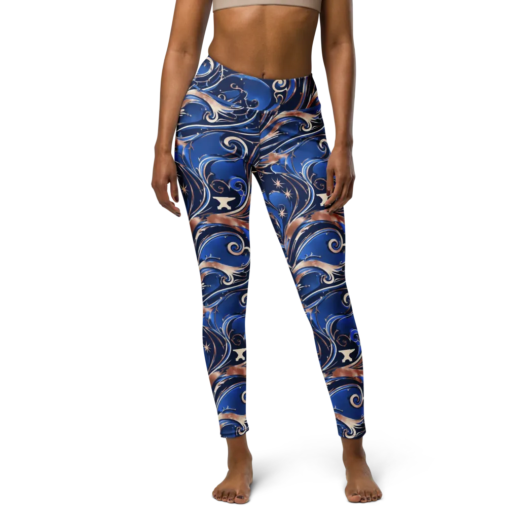 Royal Undertow on Yoga Leggings — Front