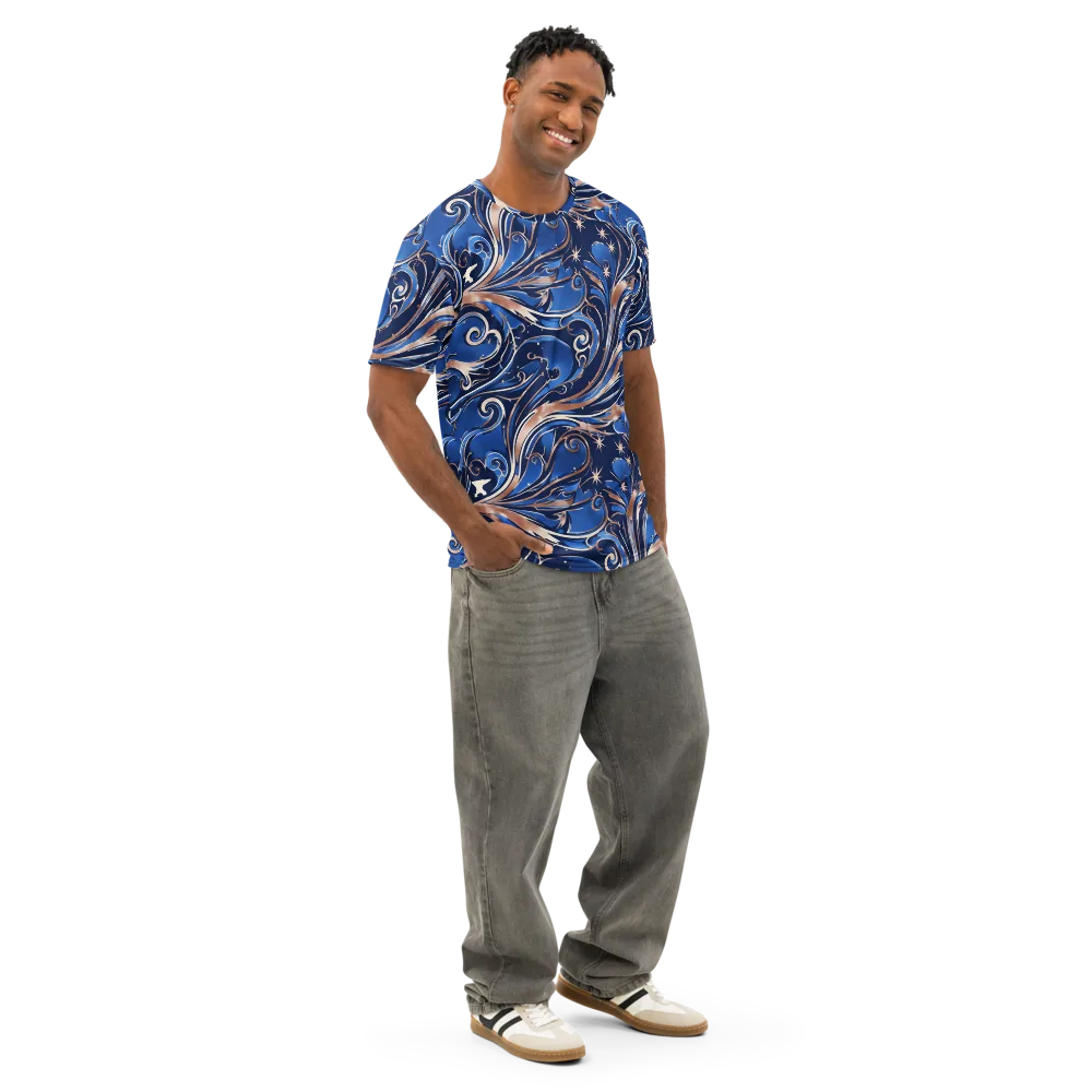 Royal Undertow on Men's Cotton Crew Neck T-Shirt — Right Front