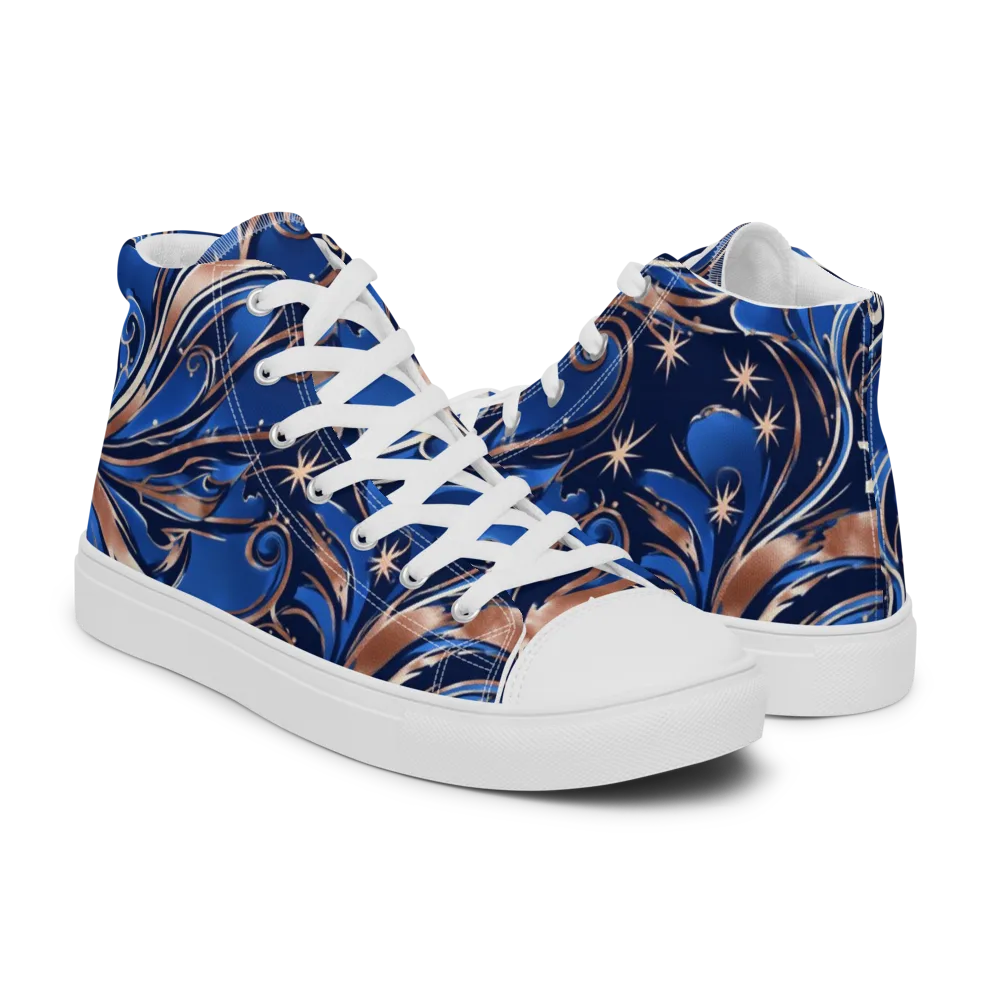 Royal Undertow on Men's High Top Canvas Shoes — Right